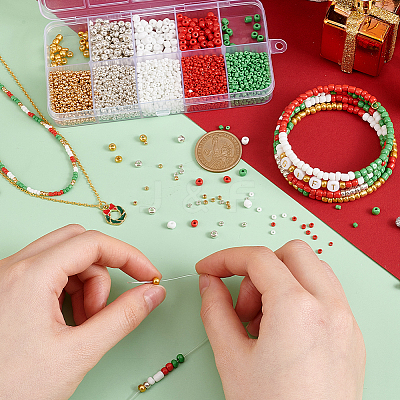 3500Pcs 10 Style Glass Round Seed Beads SEED-PH0002-15-1