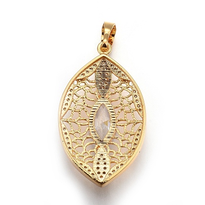 Brass Micro Pave Cubic Zirconia Pendants ZIRC-F092-07G-01-1