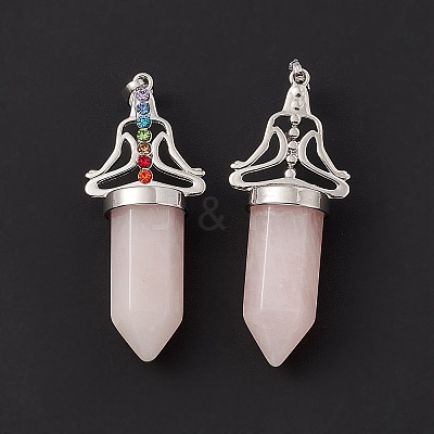 Natural Rose Quartz Big Pointed Pendants G-I342-01P-10-1