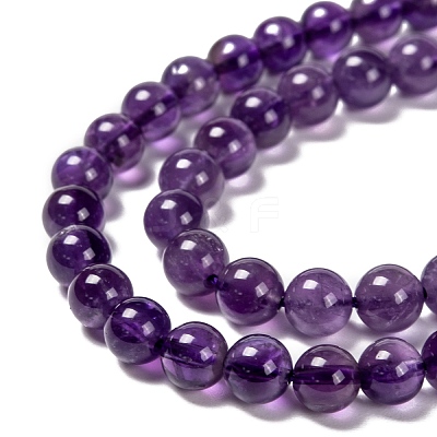 Natural Amethyst Round Bead Strands X-G-M304-18-6mm-1