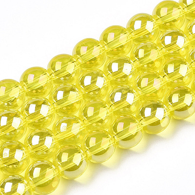 Electroplate Transparent Glass Beads Strands GLAA-T032-T8mm-AB12-1