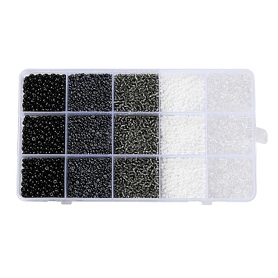 DIY 15 Grids ABS Plastic & Glass Seed Beads Jewelry Making Finding Beads Kits DIY-G119-02A-1