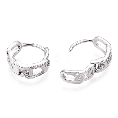 Brass Micro Pave Clear Cubic Zirconia Hoop Earrings EJEW-C121-16P-1
