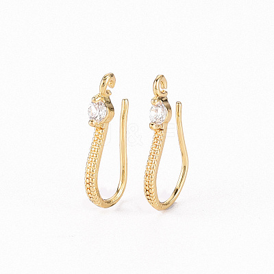 Brass Micro Pave Clear Cubic Zirconia Earring Hooks X-ZIRC-S068-007-NF-1