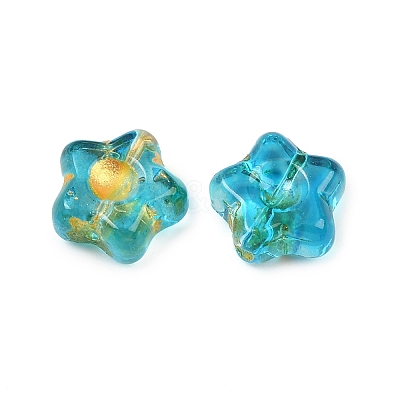 Electroplate and Golden Metal Enlaced Glass Beads EGLA-T029-02D-1
