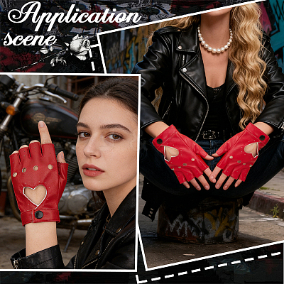 PU Leather Fingerless Gloves AJEW-CL0003-67A-1