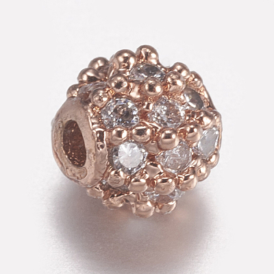 Brass Micro Pave Cubic Zirconia Beads ZIRC-E143-17A-RG-1