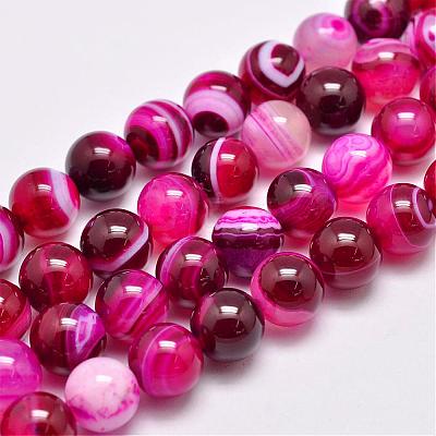 Natural Striped Agate/Banded Agate Bead Strands G-G962-10mm-01-1