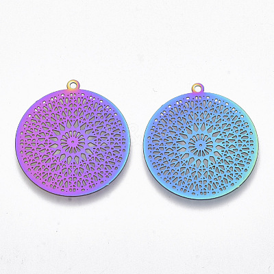 Ion Plating(IP) 201 Stainless Steel Filigree Pendants X-STAS-R102-16-1