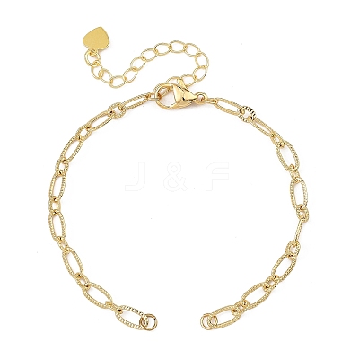 Brass Textured Figaro Chain Bracelet Making AJEW-JB01633-1