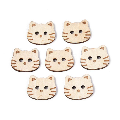 Cat Shape Wood Buttons BUTT-T013-11B-1