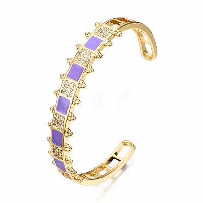 Brass Micro Pave Clear Cubic Zirconia Cuff Bangles BJEW-N302-006D-NF-1