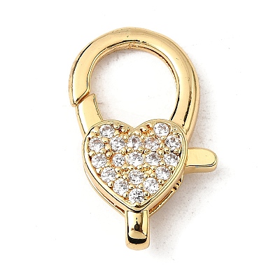 Brass Clear Cubic Zirconia Lobster Claw Clasps KK-Z078-46A-G-1