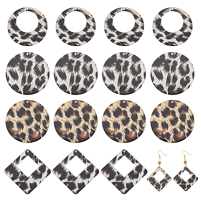 24Pcs 4 Style Transparent Acrylic Pendants TACR-AR0001-13-1
