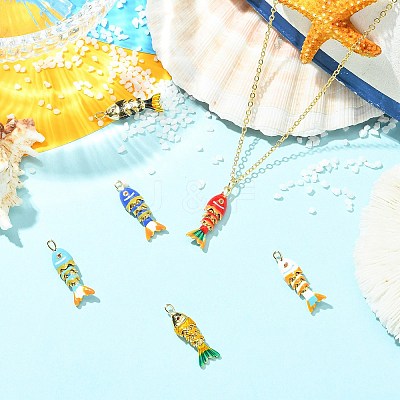 6Pcs 6 Colors Rack Plating Brass Pendants KK-CJ0005-78-1
