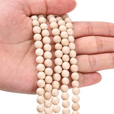 Natural Fossil Beads Strands G-E110-6mm-2-1