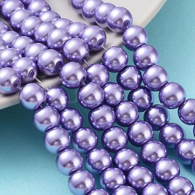 Baking Paint Pearlized Glass Pearl Round Bead Strands X-HY-Q330-8mm-27-1