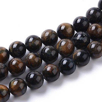 Grade AB Natural Blue Tiger Eye(Dyed & Heated) Beads Strands G-I261-D01-10mm-1