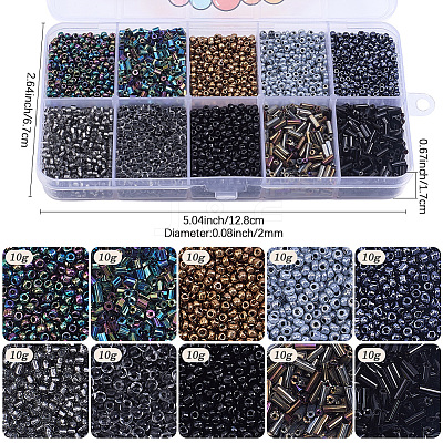 100G 10 Styles Glass Seed Beads SEED-PA0001-47-1