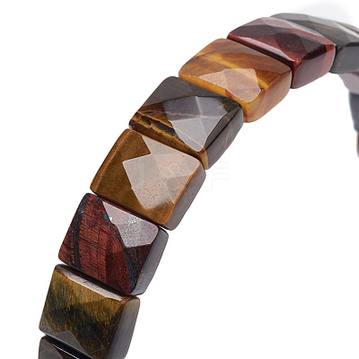 Natural Tiger Eye Gemstone Stretch Bracelets BJEW-F406-B01-1