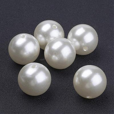 Creamy White Acrylic Imitation Pearl Round Beads for Chunky Kids Necklace X-PACR-20D-12-1