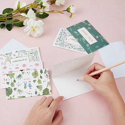 Envelope and Floral Pattern Thank You Cards Sets DIY-CP0001-82-1