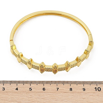 Brass Micro Pave Clear Cubic Zirconia Hinged Bangles for Women BJEW-S168-05G-1