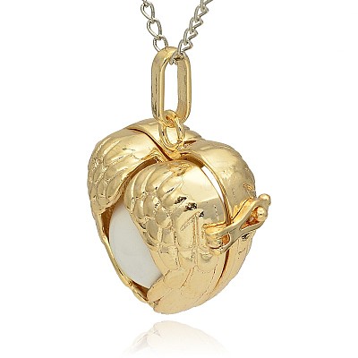 Golden Tone Brass Hollow Heart Cage Pendants KK-J241-06G-1