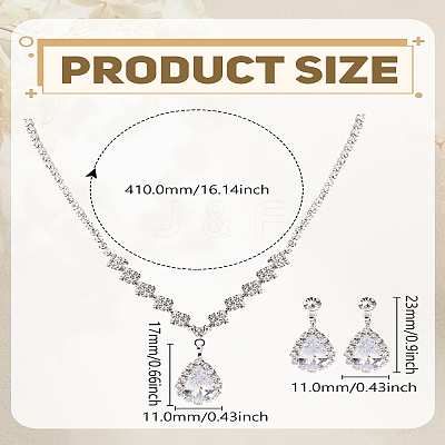 Brass Rhinestone Pendant Necklace & Stud Earring Sets SJEW-LP0001-51B-1
