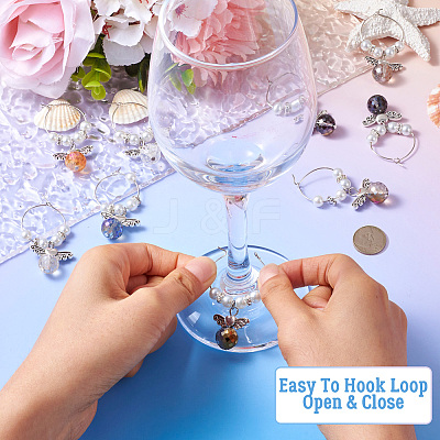 14Pcs 7 Colors Glass Wine Glass Charms AJEW-TAC00022-1