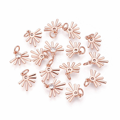 Brass Micro Pave Cubic Zirconia Charms ZIRC-F095-02RG-1