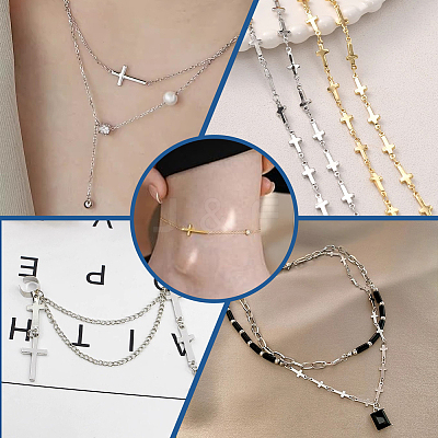60Pcs 2 Colors Religion 201 Stainless Steel Connector Charms STAS-UN0054-08-1