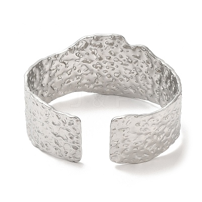 Non-Tarnish 304 Stainless Steel Hammered Wide Cuff Bangles for Women BJEW-L682-012P-1