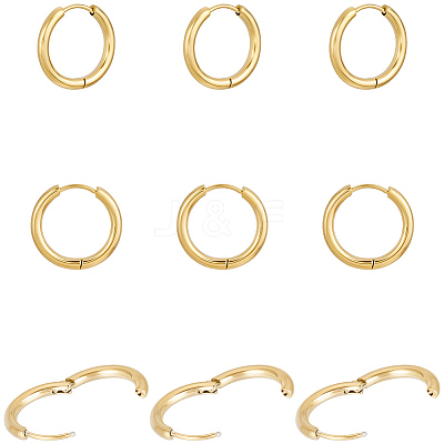 10 Pairs Ion Plating(IP) 304 Stainless Steel Huggie Hoop Earrings EJEW-BBC0002-19C-1