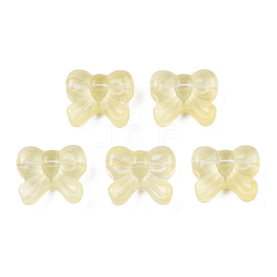 Transparent Spray Painted Glass Beads GLAA-N035-025-C07-1