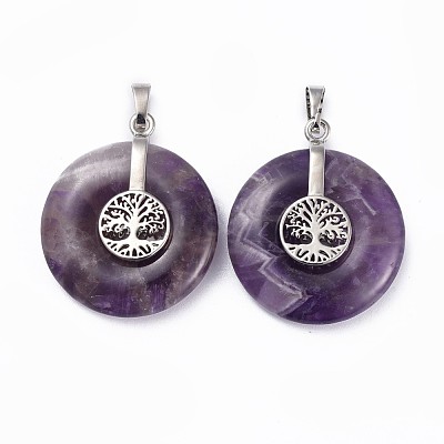 Natural Amethyst Pendants G-F640-E06-1