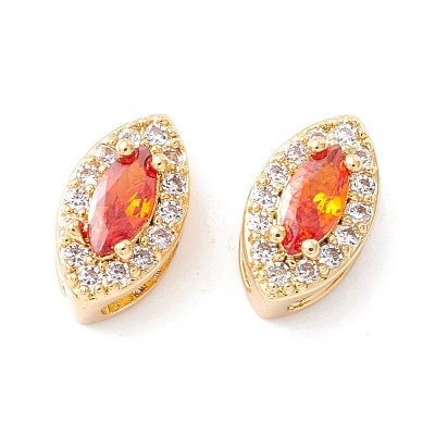 Rack Plating Brass Micro Pave Cubic Zirconia Beads KK-D073-02G-04-NR-1