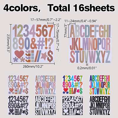 16 Sheets 8 Styles PVC Self-Adhesive Stickers DIY-AR0005-32-1