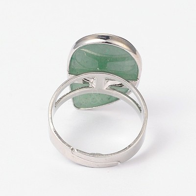Adjustable Gemstone Brass Rings X-RJEW-N024-02F-1