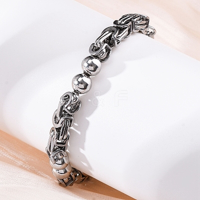 201 Stainless Steel Byzantine Chain Bracelets BJEW-B078-167P-1