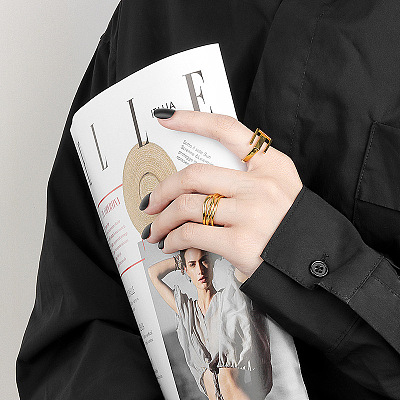 Adjustable Brass Cuff Rings for Women FS-WG2874A-02-1