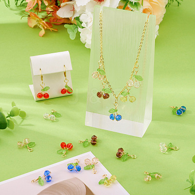 60Pcs 6 Colors Glass Pendants PALLOY-TA00249-1