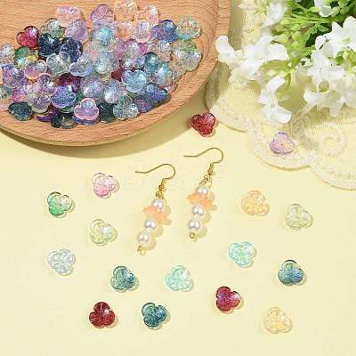 100Pcs 10 Colors Baking Paint Transparent Glass Bead Caps DGLA-FS0004-28-1