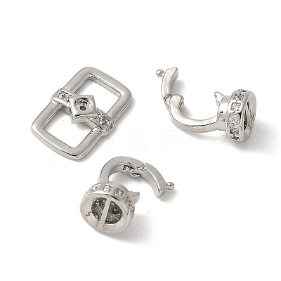 Brass Pave Clear Cubic Zirconia Fold Over Clasps KK-M320-16P-1