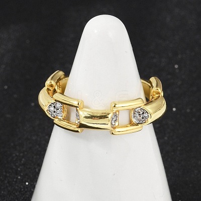 Brass Micro Pave Cubic Zirconia Open Cuff Ring for Women RJEW-F177-03GP-09-1