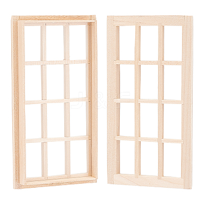 DIY Rectangle Wooden Mini Windows DIY-WH0002-26-1