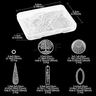 10Pcs 5 Style Brass Filigree Pendants KK-YW0001-49-1