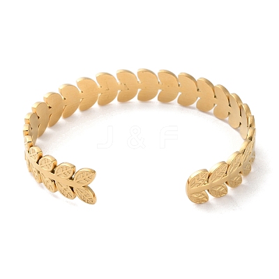 304 Stainless Steel Cuff Bangles for Women BJEW-K263-05G-03-1