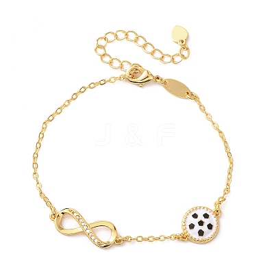 Sports Brass Micro Pave Cubic Zirconia Infinity Link Bracelets LS-BJEW-D386-01E-G-1