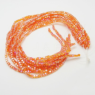 Electroplate Glass Beads Strands EGLA-D018-8x8mm-51-1